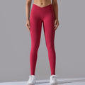 fashion seamless knitting breathable pure color cross waist peach hip yoga pants running fitness nine-point pants women