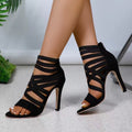 fashionnew arrival elastic band thin heel sexy sandals women's exportplus size roman back zipper cut out high heels