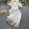 Heavy embroiderflower vest skirt elegancesuit women's summerslimming looklooseeleganttwo-piece setwork clothing style