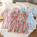New summer girls' dress - baby cotton silk princess dress - cool & breathable floral dress with puff sleeves
