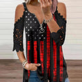 new spring/summer cross-border women's fashion: european and american style export top - camisole with cutout lace sleeves, knitted t-shirt for women