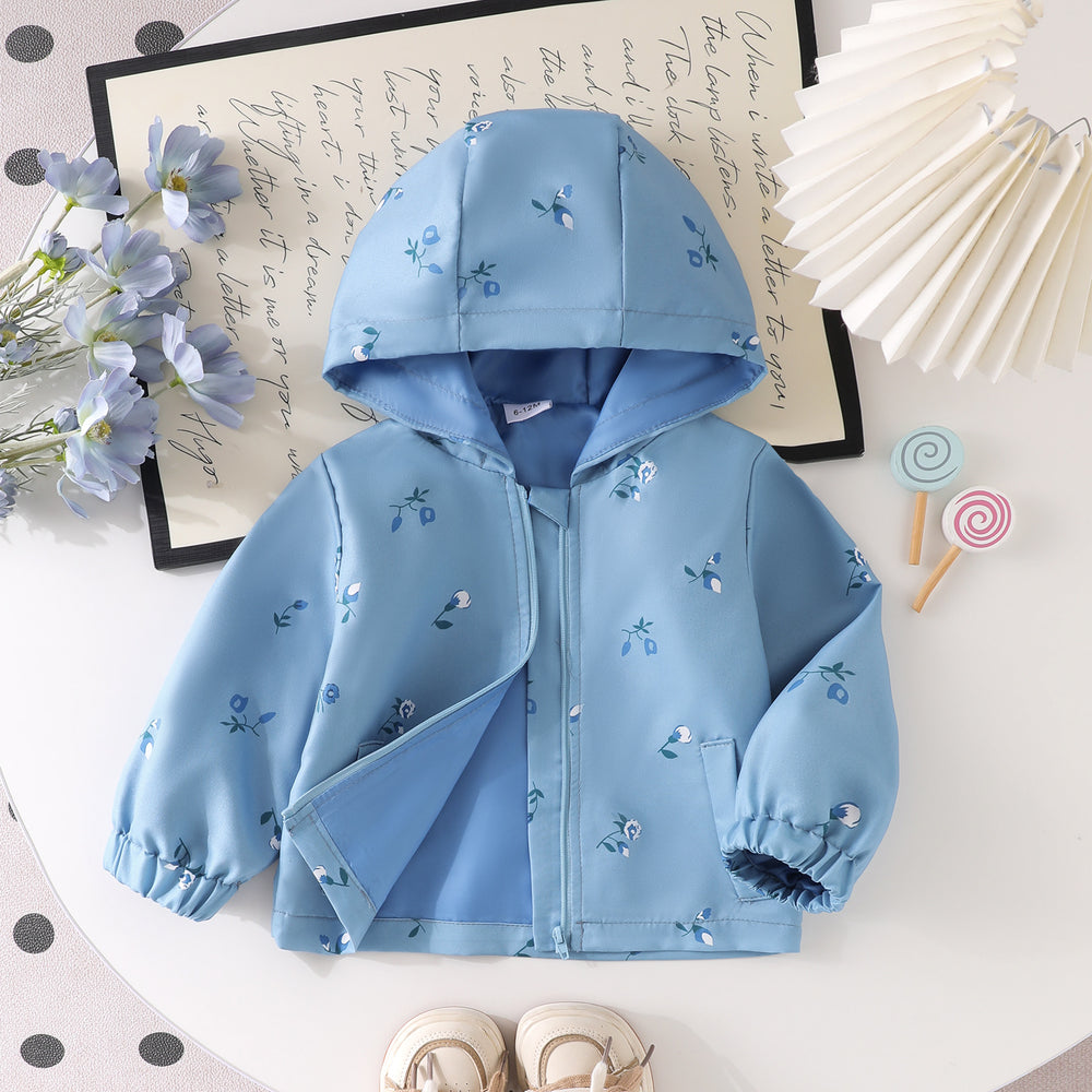 Kids clothing  cross-border new arrivalfashionspring & fallgirllong sleeves zipper hooded outwear children's clothing