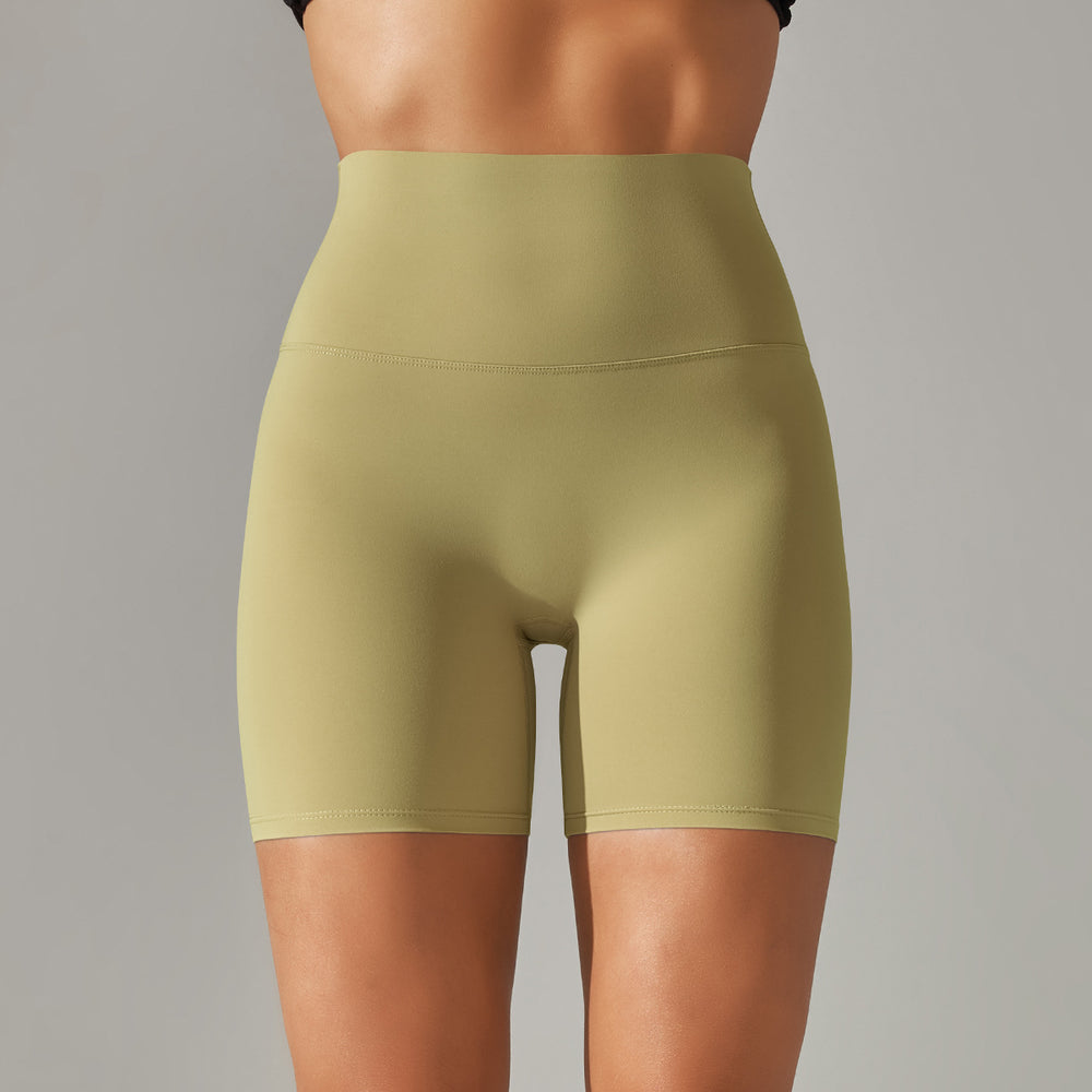 Spring/summer new solid color yoga shorts - double-sided brushed, high-waisted, stretchy, activewear, fitness, 3/4 length yoga pants for women