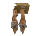 Za summer new women's shoes natural color french crystal slingback high heel transparent mules pointed toe bow sandals