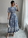 export women's dress retro geometric positioning printing pullover t-shirt skirt fashionloose tutu skirt