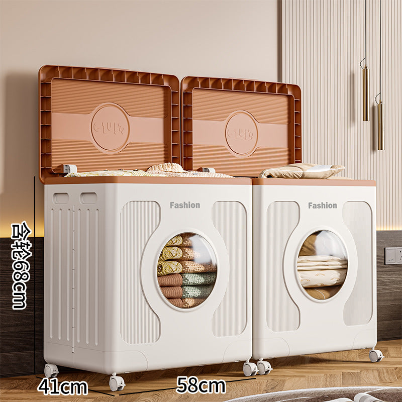 Clothes storage box Household flip large capacity with pulley Clothing sorting box Sundries Toys Quilts Storage box