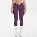 new arrivalfashioncontrast color cross tight high elastic high waist loose pants sports running fitness yoga nine-point pants