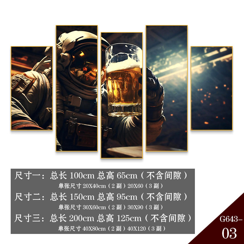 Bar wall decoration painting astronauts astronauts KTV background wall hanging painting Qingba pub nightclub box mural
