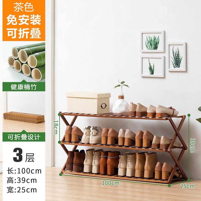 Simple shoe rack, shoe cabinet, wooden dormitory, covering a small area, multi-layer dust-proof entry door at the door, shoe rack, storage rack