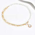 European and american cross-border jewelry niche ins splicing imitation pearl chain necklace personalized sunflower pendant clavicle chain for women