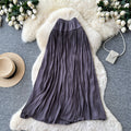 K-style high waist pleated draped skirt women's spring summer a-line large hem work clothingelegant long skirt gentle multi-color