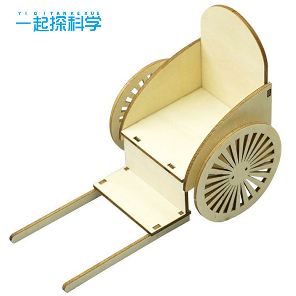 DIY wooden rickshaw, human pulling, children's and students' science and technology small production, science experiment teaching, toy wholesale