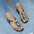 summer new bohemian ethnic rhinestone beaded thong flat roman vacation beach sandals for women