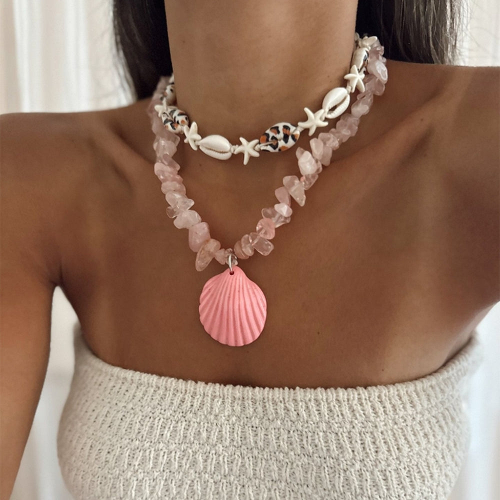 Natural gravel necklace wholesale fashion cross-border jewelry women's bohemia simple fashion ocean shell sweater chain