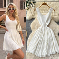 Pure desire style u neck sleeveless knittingcut outdress women's summer k-style purple waist slimming look a-line skirt petites