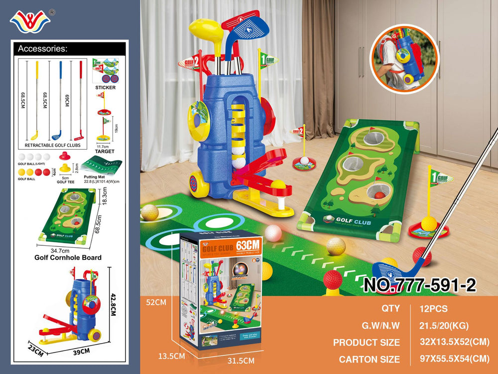 Hand-pushed kids golf set indoor and outdoor telescopic box sports toys family interactive sports simulation batch