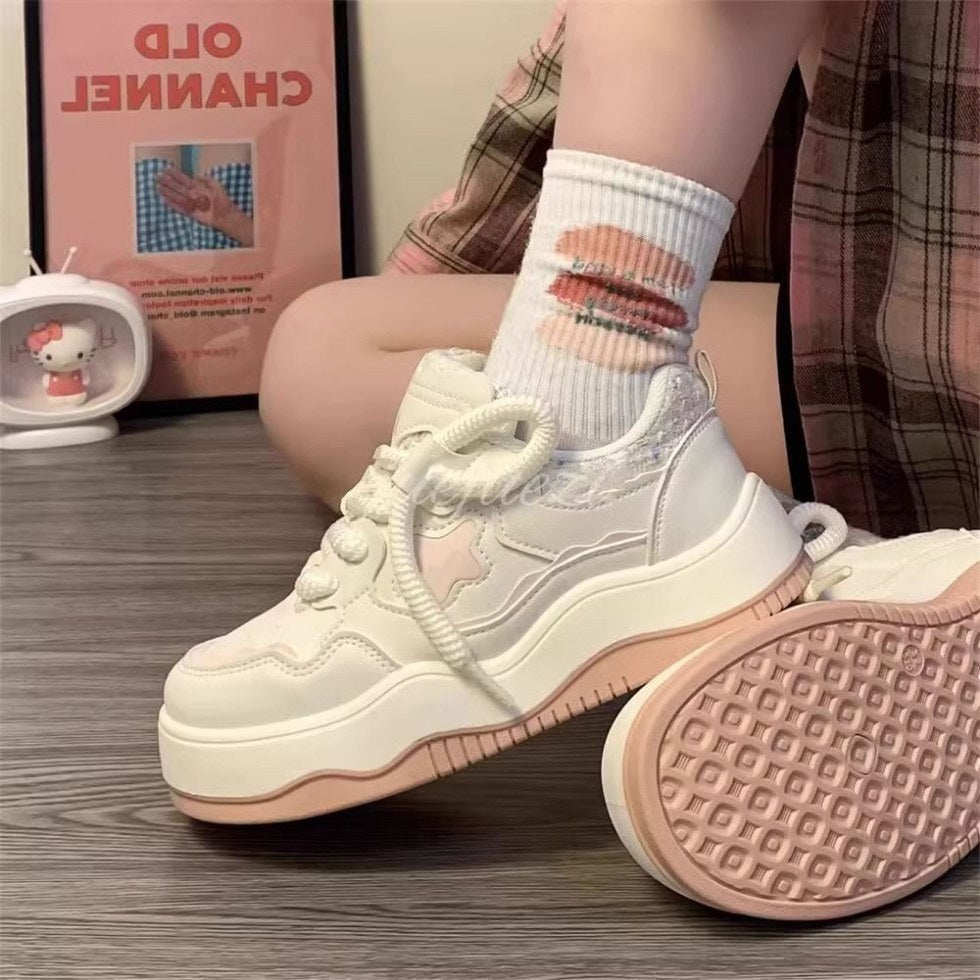 Kids' soft-soled shoes:  spring new arrivals - girls' athletic sneakers for mid-to-large children, anti-slip, fashionable skate shoes, trendy style
