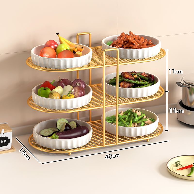 Kitchen multifunctional storage rack, dish rack, storage artifact, dishes, plates, spices, countertop, multi-layer simple tableware rack