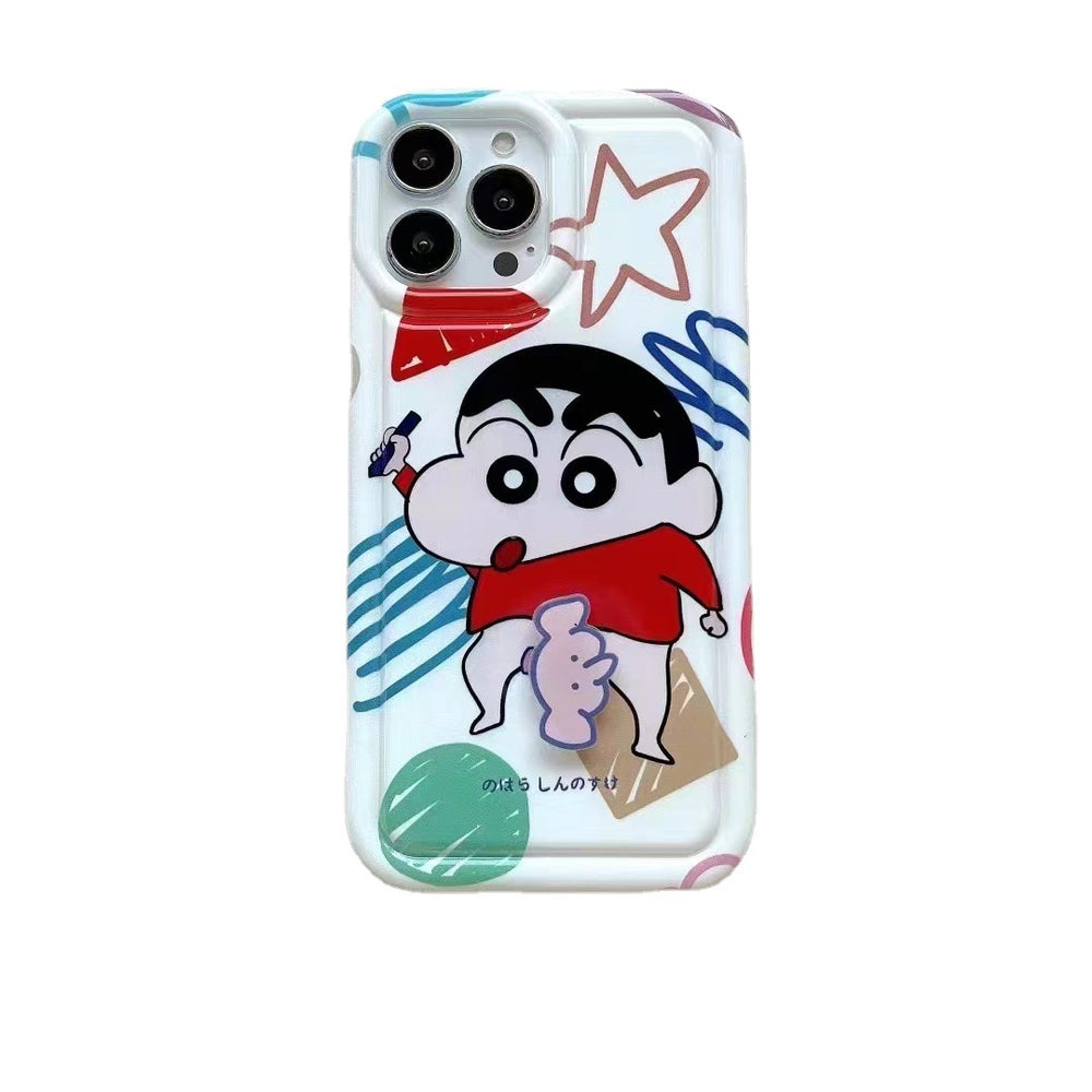 Photo frame airbag compatible with apple 16 pro, cartoon shin-chan soft case, iphone xr rotating snot phone protective cover