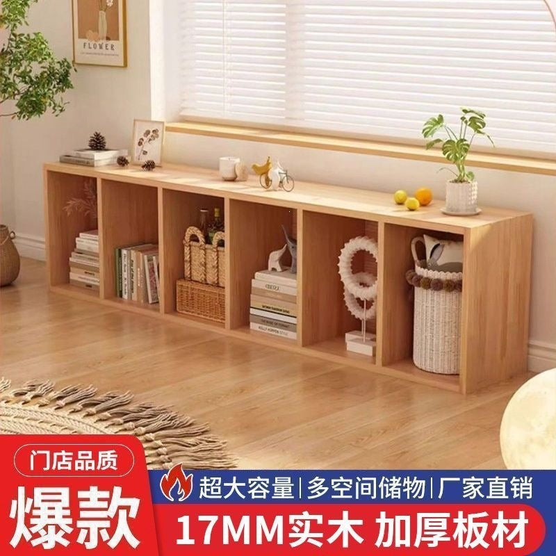 Cabinet storage cabinet bookshelf storage rack floor-standing bookcase for home storage cabinet layered rack eight-compartment cabinet low cabinet plaid cabinet