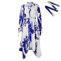 D3264 cross-border fashionplus size women's clothing  new elegantprinting asymmetrical lapel foreign trade dress
