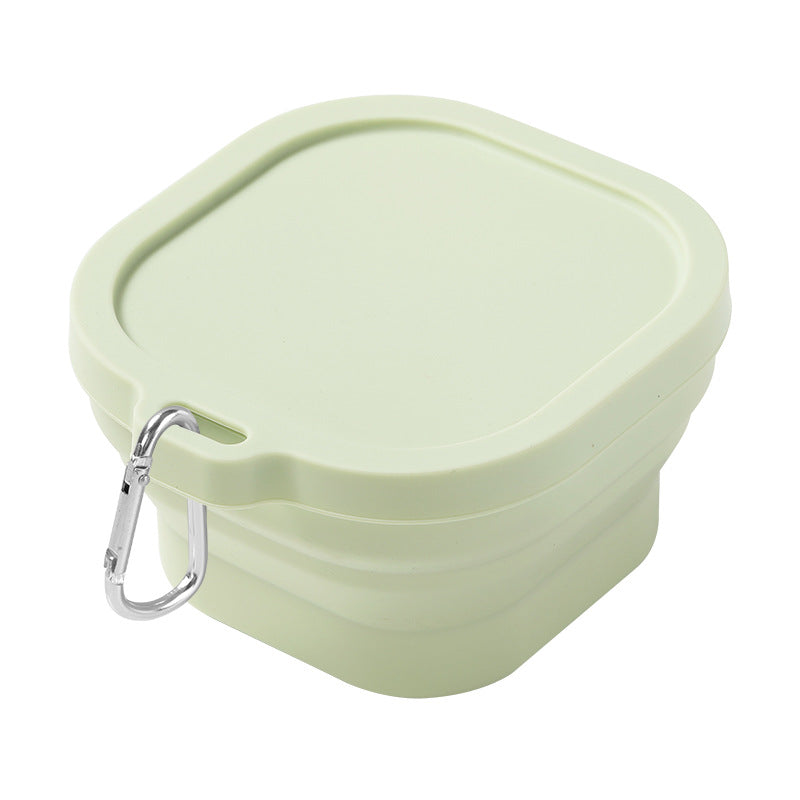 Portable outdoor travel silicone foldable small square bowl lunch box cutlery set food grade silicone instant noodle bowl