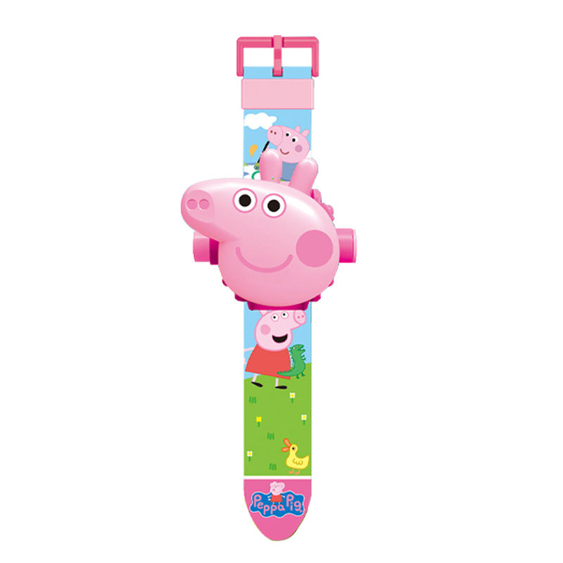 Piggy projector watch peppa pig cartoon luminous electronic watch egg boy and girl party kids toy gift