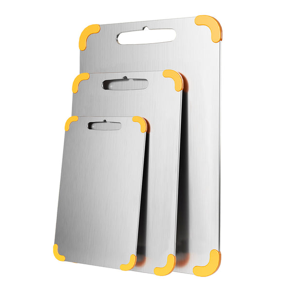 Stainless steel cutting board anti-bacterial and anti-mildew belt silicone corner protection anti-skid cutting board, double-sided can be used to cut vegetables and fruits chopping board