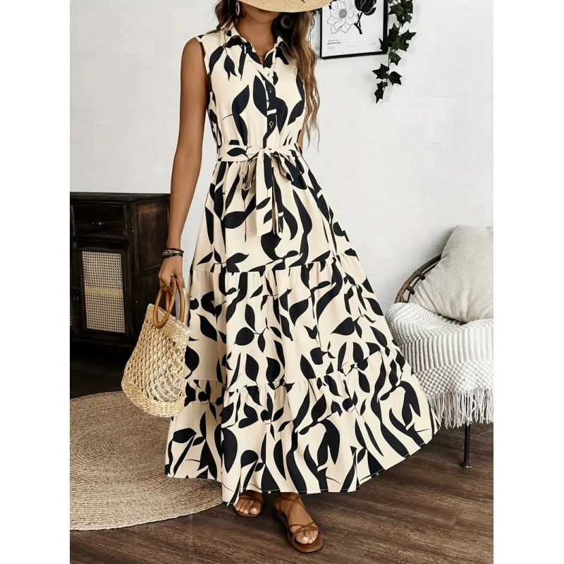 Shipped:  hot-selling women's printed maxi dress for european and american cross-border e-commerce independent stores - export quality