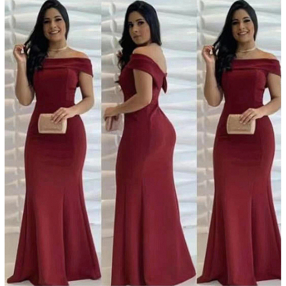 Evening dress  new sexy one-shoulder backless socialite prom mermaid long gown women's clothing african cross-border e-commerce
