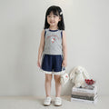 Girls' summer outfit: new 3d bowknot cartoon print tank top and lace shorts set - wholesale & dropshipping available