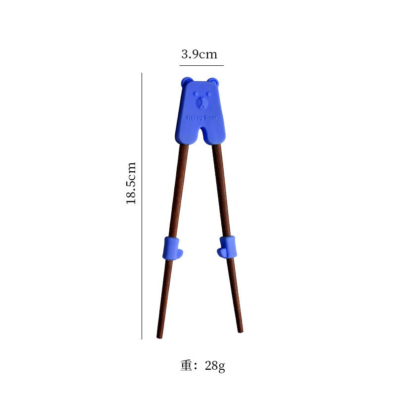 Children's auxiliary training chopsticks Chicken wings Wood baby eating Wooden chopsticks Silicone non-slip learning chopsticks Children's tableware