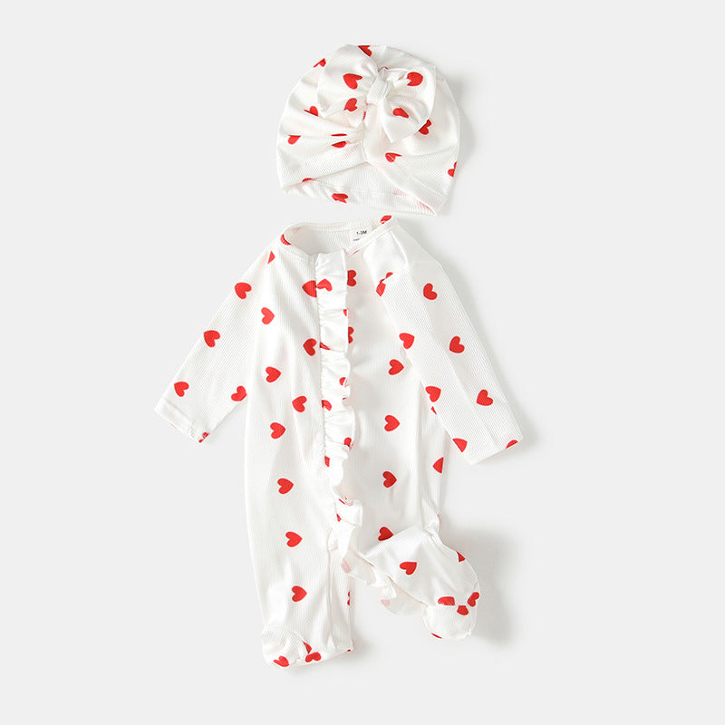 Newborn baby clothes autumn collection: adorable baby girl rompers, newborn footed bodysuits, spring & autumn outing onesies