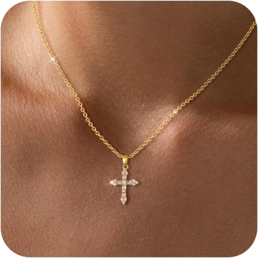 Amazon new arrival: exquisite gold cross necklace - women's fashionable small cross pendant
