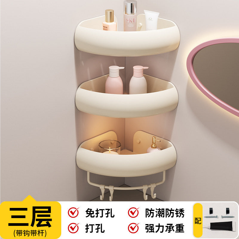 High-style bathroom storage rack, no-drill installation, bathroom triangle basket, toilet vanity wall-mounted organizer, corner shelf