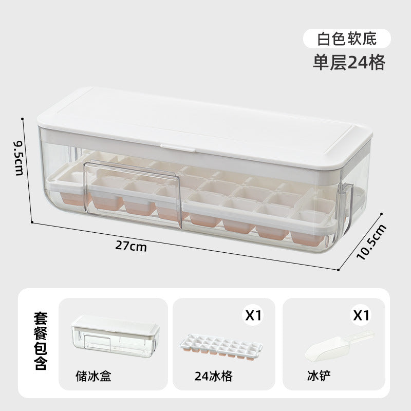 New push-button ice cube tray - easy release, home ice mold, ice storage, ice making box, ice cube maker, silicone ice tray