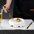 Creative irregular high round table plate white minimalist molecular gastronomy kitchen tableware round serving plate dessert sushi plate