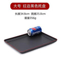 Japanese-style wood grain plastic tray - rectangular commercial grade for restaurants, cafeterias, fast food, flat plates, and bbq restaurants