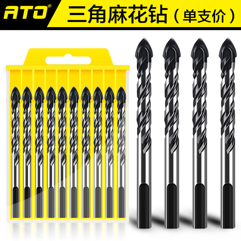 ATO Multifunctional Overlord Drill, Alloy Triangle Overlord Drill Bit, Tile Glass Wall Ceramic Punching Set