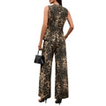 European and american cross-border women's autumn new arrivals:  independent site washed american retro leopard print denim set