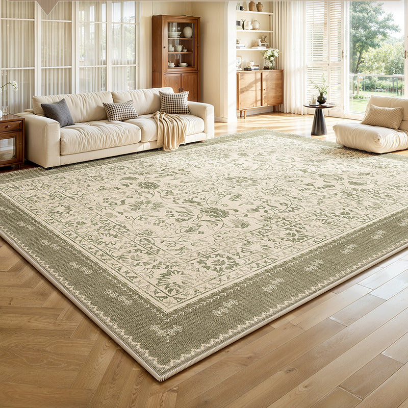 French-style rug for living room, bedroom, bedside, coffee table, sofa - soundproof, vintage, non-slip, summer cooling ice silk mat