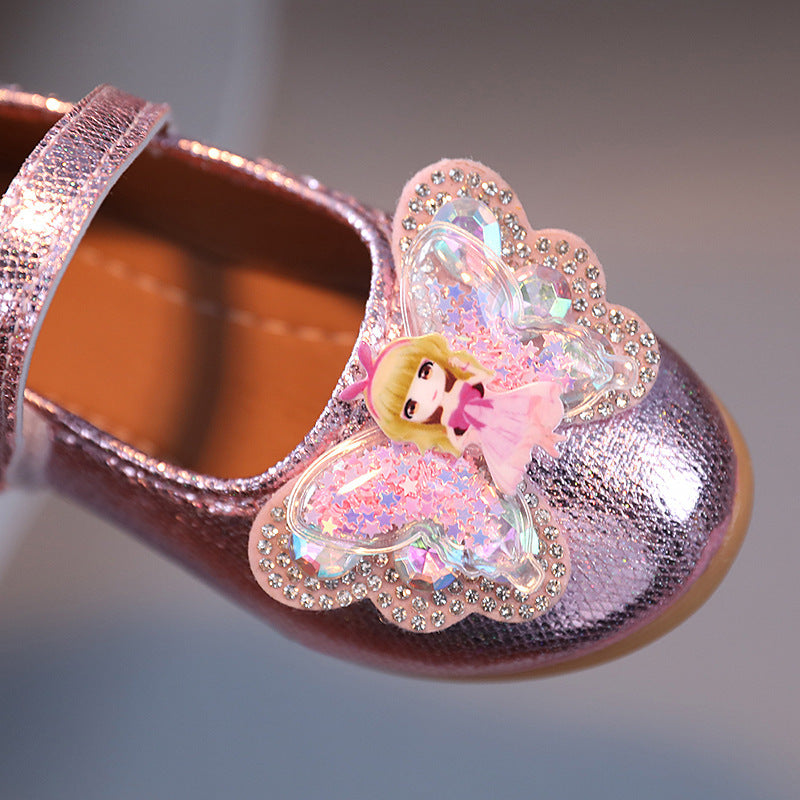 Cartoon princess shoes for girls, spring/summer bowknot soft sole flats, little girl sandals, toddler & kids' princess style footwear