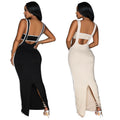 C6950 cross-border   fashion women's sexy backless cami two-piece long dress set