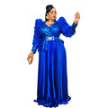 Fashion cross-border  hot diamond sequined banquet dress african new arrival women's plus size high waistdress
