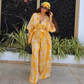 European and american cross-border women's fashion  summer new arrival: elegant casual v-neck printed shirt top and wide-leg pants set