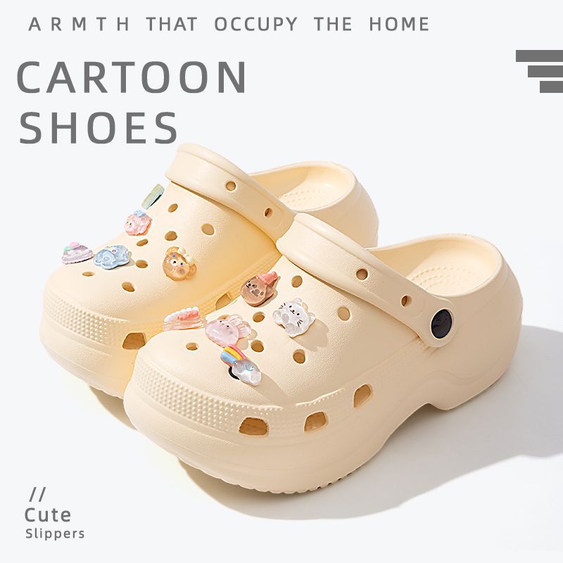 Thick sole crocs women's toe cap non-slip deodorizing filter not tired feet summer 2025 new arrivalfashion slippers women's outwear