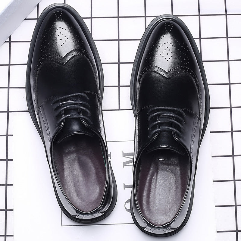 New men's brogue leather shoes - business casual, british style, formal dress shoes, korean style, breathable