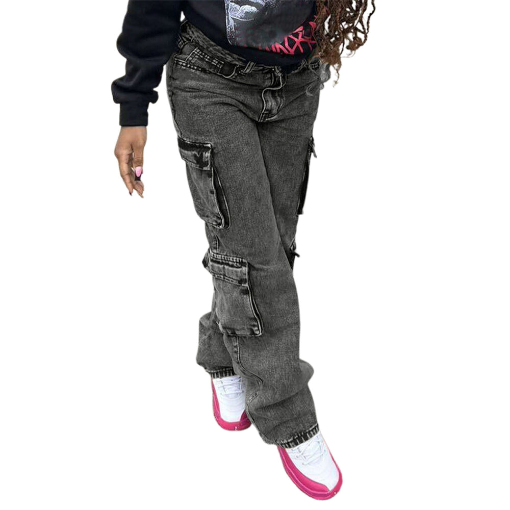 S391296 cross-border fashion denim pants for women - european & american style, casual high-waisted straight leg jeans