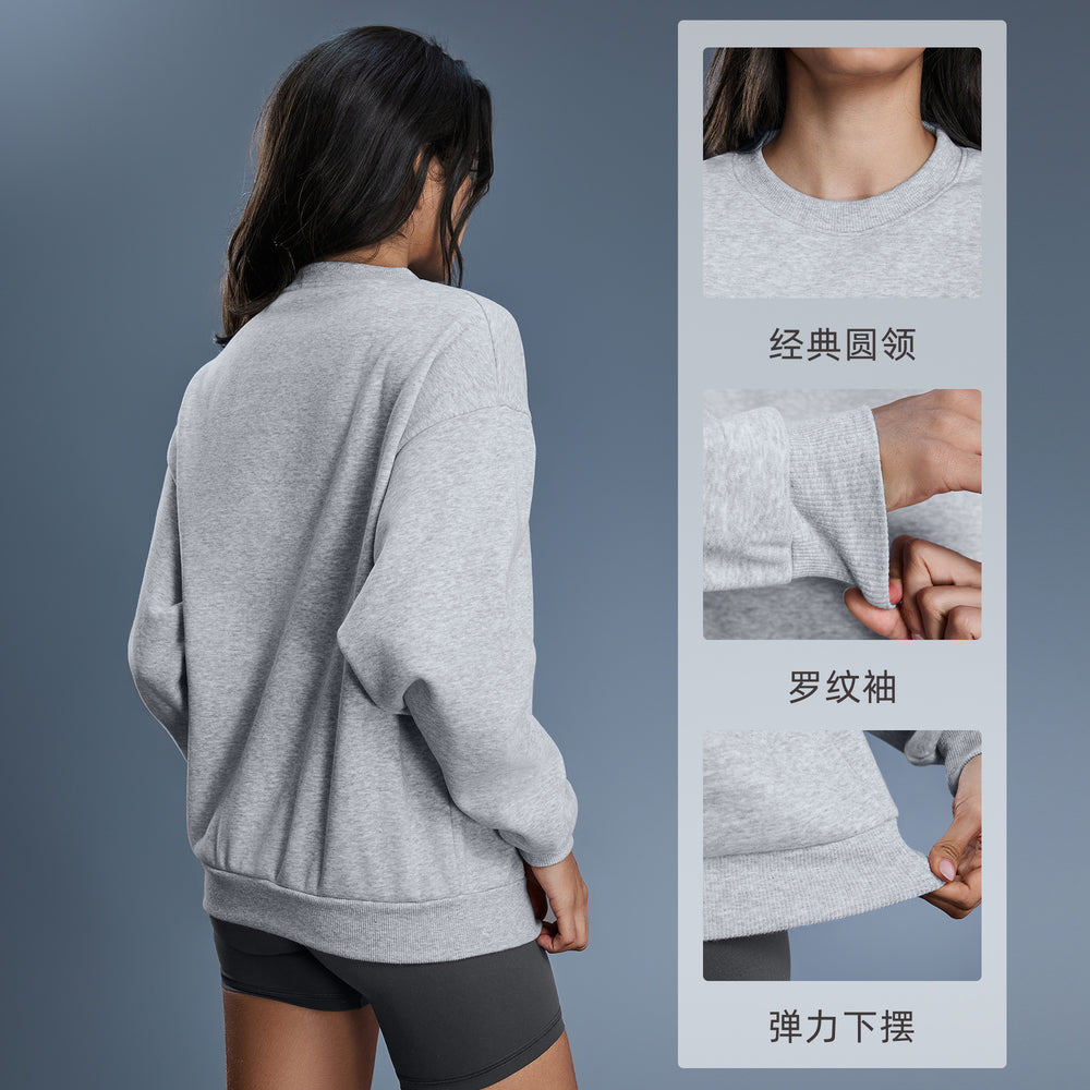Women's fall/winter oversized crewneck sweatshirt - effortless style, commute-friendly, casual, versatile, warm pullover with fleece lining - d25156