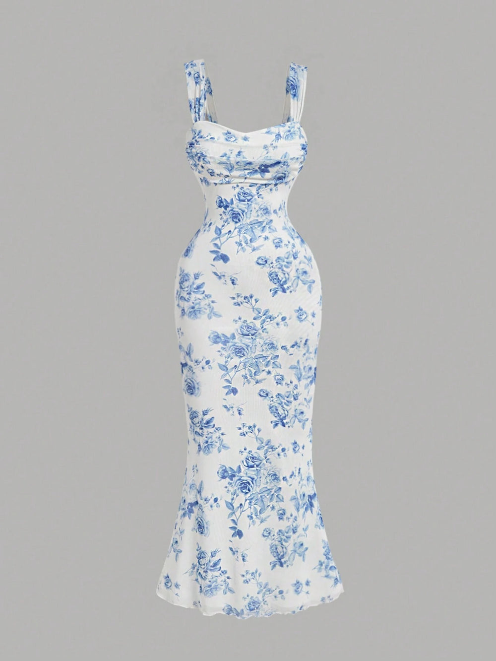 New arrival cross-border export summer women's clothing blue and white porcelain printing hip-covering sexydressbacklesstube top suspender mermaid dress